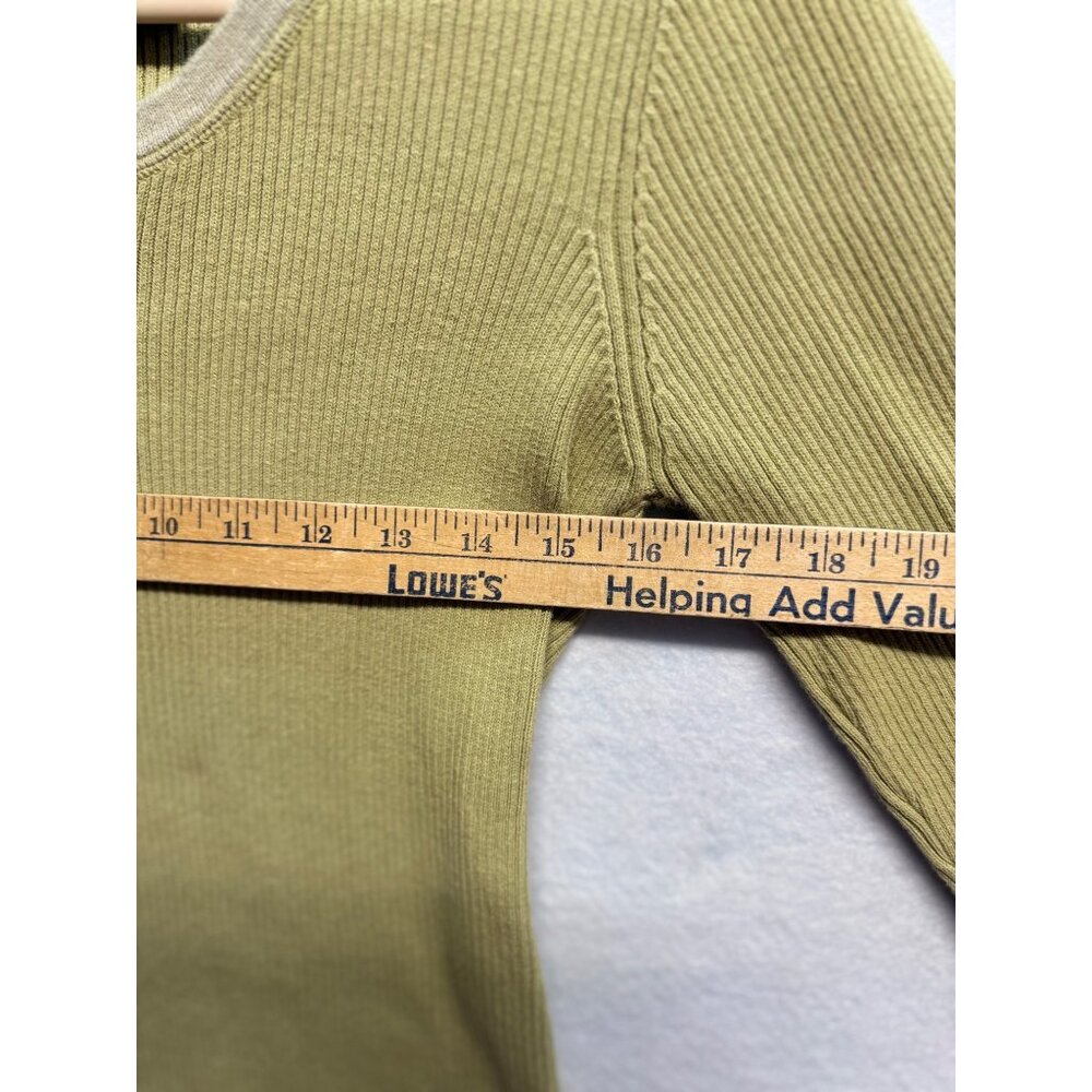 Liz Claiborne Axcess Green Ribbed Henley Long Sleeve Top Womens Size L - Picture 5 of 8